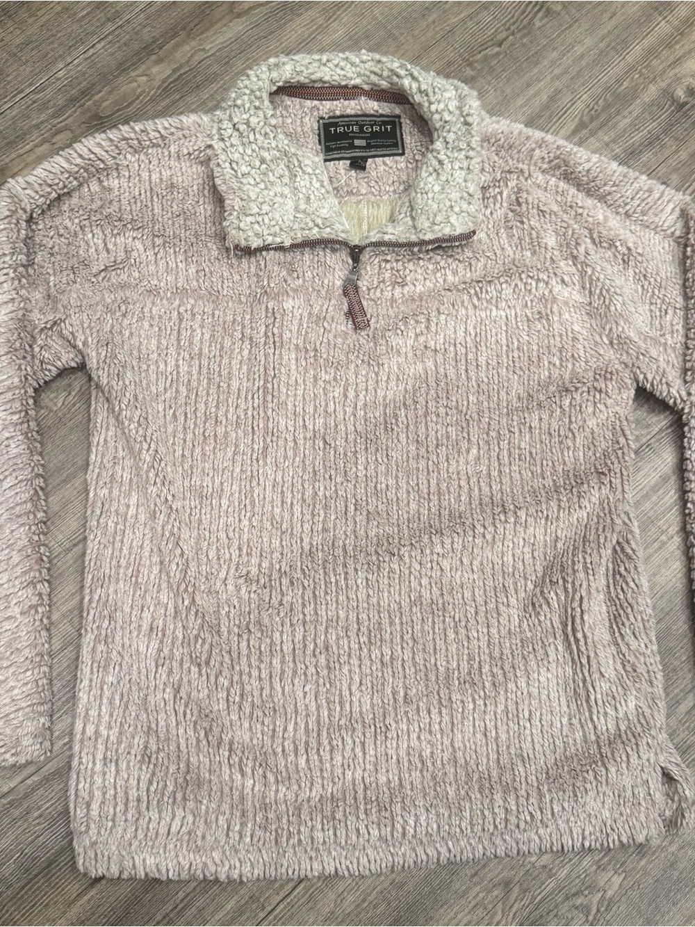 True Grit Women’s Plush Quarter-Zip Pullover - Mauve with Cream Collar
